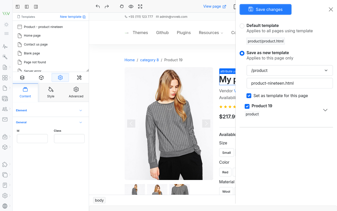 Product save as new template