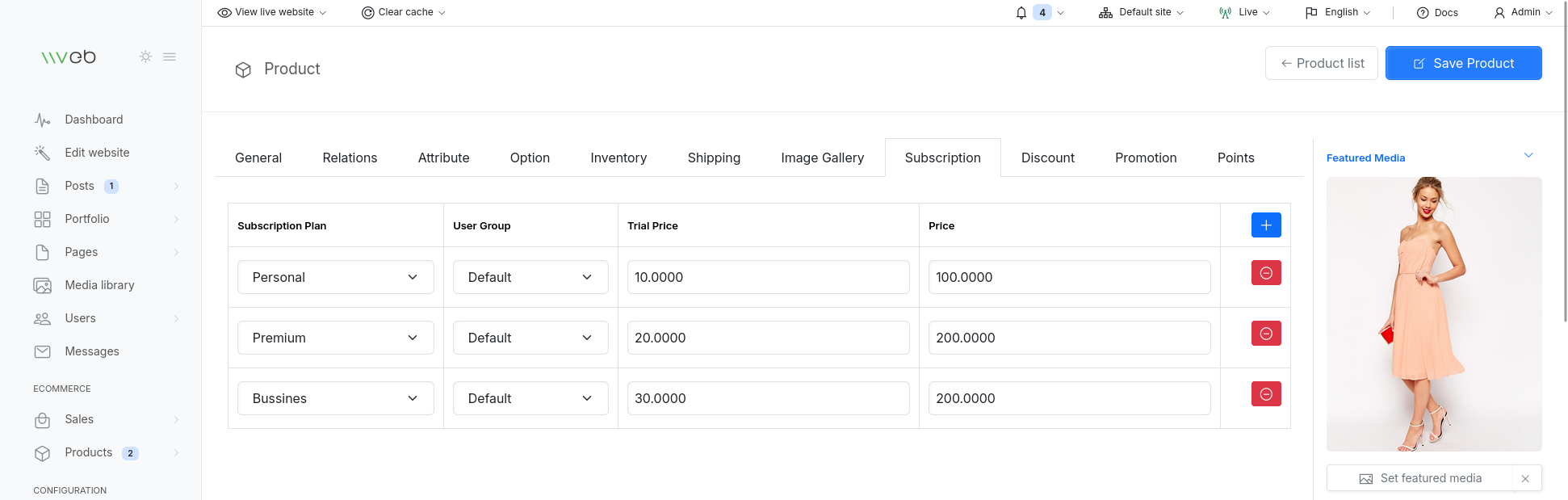 Product subscription