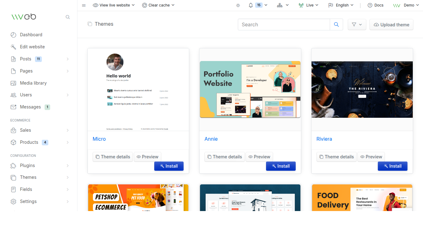 Themes marketplace