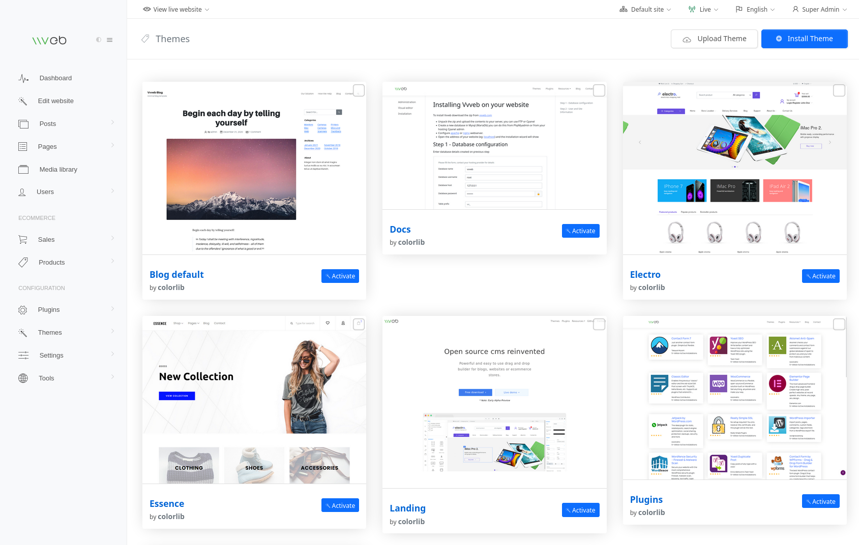 Themes demo import